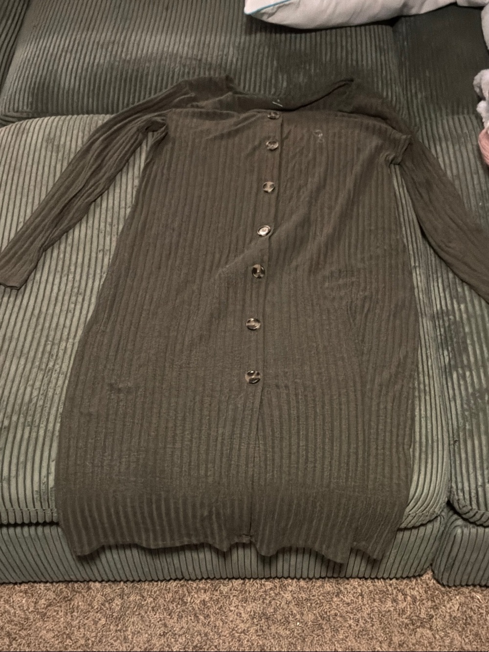 SO Black Ribbed Button-Front Cardigan